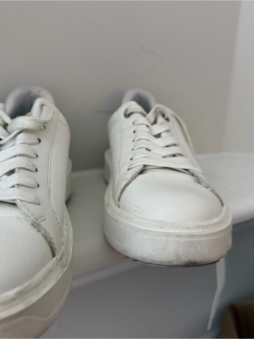 Steve Madden White Leather Platform Sneakers
